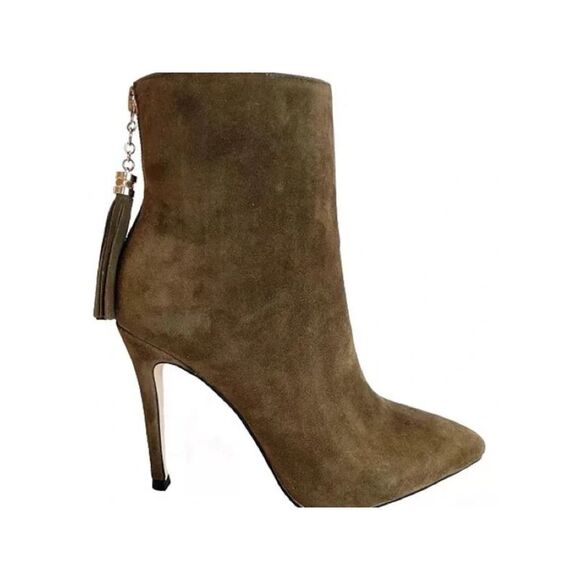 NWT THINGS II COME Womens Green Bailee Toe Stiletto Leather Booties 5.5 M - Picture 3 of 4